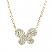 Load image into Gallery viewer, 14K Gold Diamond Butterfly Necklace
