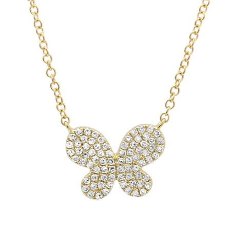 14K Gold Diamond Butterfly Necklace