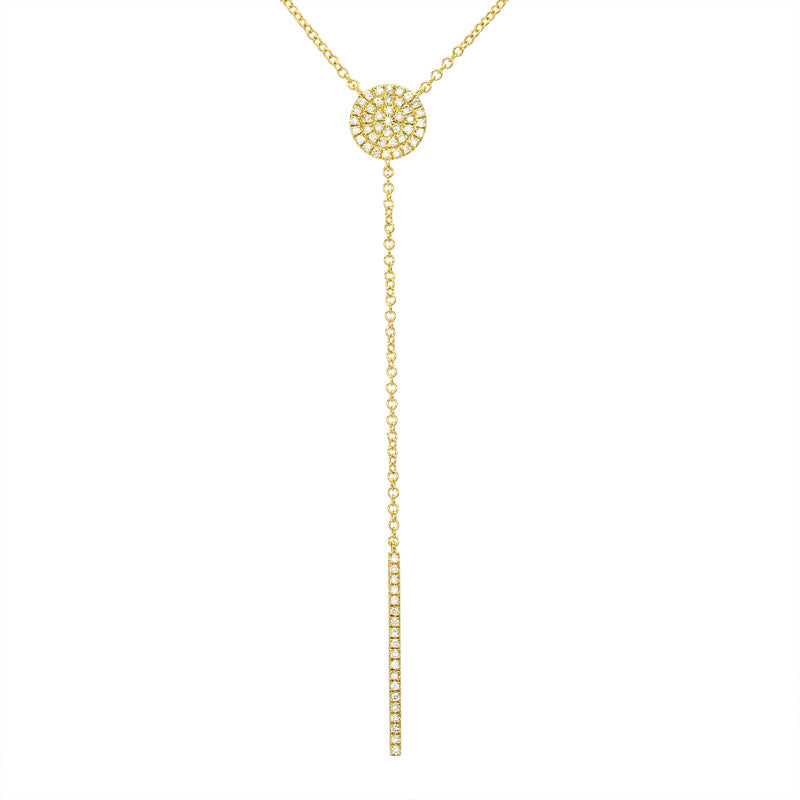 14k Yellow Gold Diamond Circle Lariat Necklace