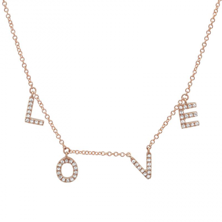 14K Gold Diamond Love Necklace