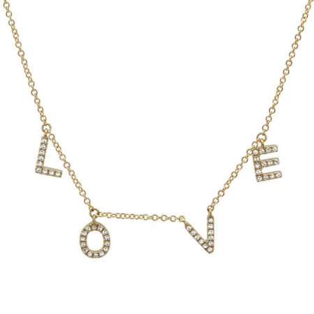 14K Gold Diamond Love Necklace