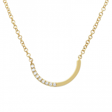 Load image into Gallery viewer, 14K Gold Diamond Curved Bar Necklace
