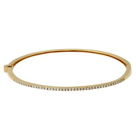 14K Gold Thin Diamond Bangle