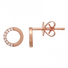Load image into Gallery viewer, 14K Gold Open Circle Half Diamond Earrings
