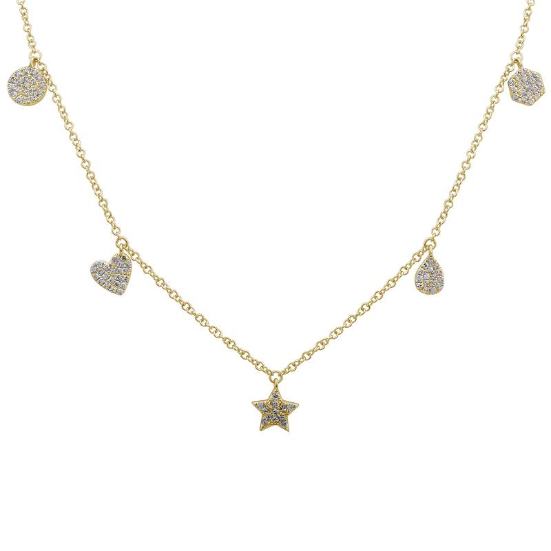 14k Gold Multi-Shape Diamond Necklace