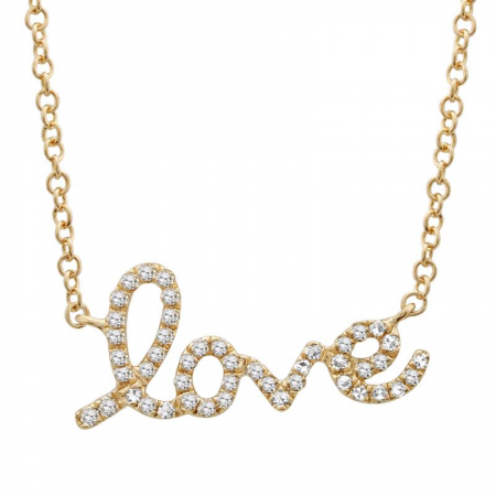 14K Gold Diamond Love Necklace
