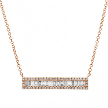 Load image into Gallery viewer, 14K Gold Diamond Bar Baguette Necklace
