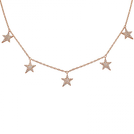 14K Gold Diamond Dangling Star Necklace