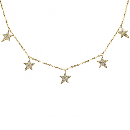 14K Gold Diamond Dangling Star Necklace