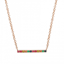 Load image into Gallery viewer, 14K Gold Multi Color Bar Necklace
