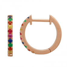 Load image into Gallery viewer, 14K Gold Rainbow Huggie Earrings
