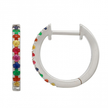 Load image into Gallery viewer, 14K Gold Rainbow Huggie Earrings

