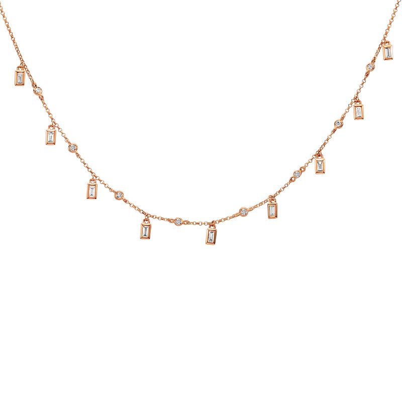 14k Gold Diamond by the Yard Baguette Necklace