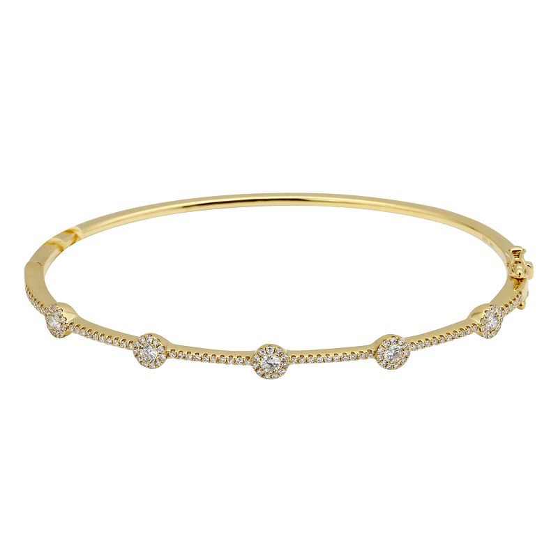14k Yellow Gold Multi Disk Diamond Bangle