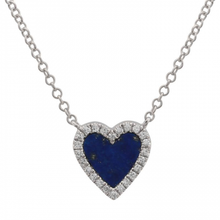Load image into Gallery viewer, 14K Gold Diamond Heart Lapis Necklace
