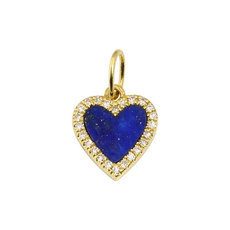 14K Yellow Gold Lapis Necklace Charm Small