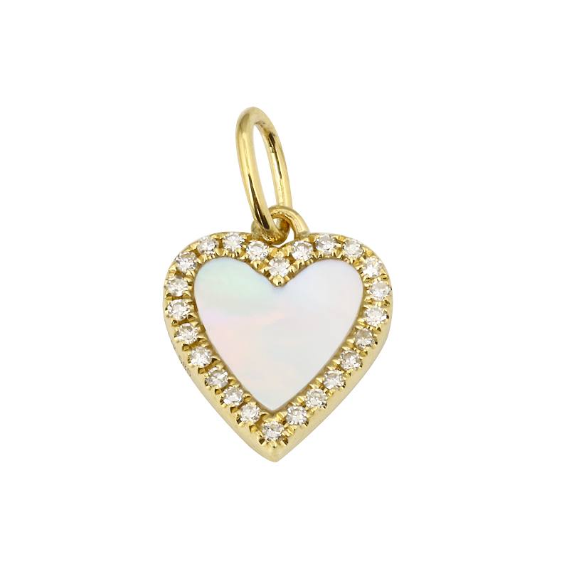14K Yellow Gold Mothe of Pearl Heart Charm
