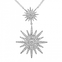 Load image into Gallery viewer, 14K Gold Diamond Double Sunburst Necklace
