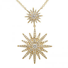 Load image into Gallery viewer, 14K Gold Diamond Double Sunburst Necklace
