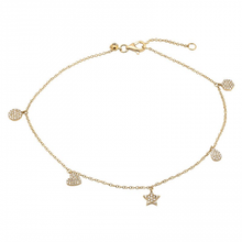 Load image into Gallery viewer, 14K Gold Diamond Charm Anklet

