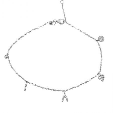 14K Gold Diamond Anklet