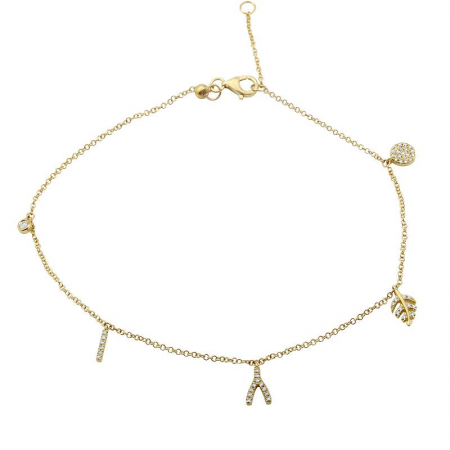 14K Gold Diamond Anklet