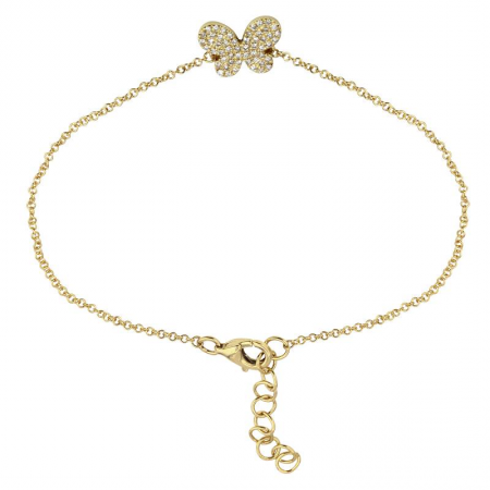 14K Gold Butterfly Diamond Bracelet