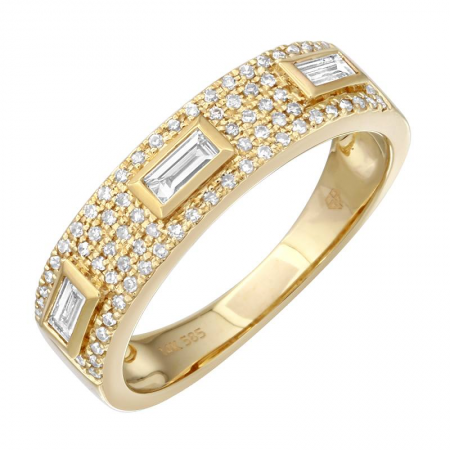 14K Gold Diamond And Baguette Ring