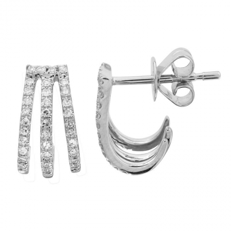 14K Gold Diamond Caged Lobe Earrings
