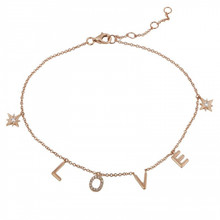 Load image into Gallery viewer, 14K Gold Diamond Love Anklet
