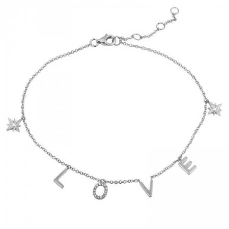 14K Gold Diamond Love Anklet