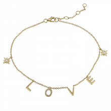 Load image into Gallery viewer, 14K Gold Diamond Love Anklet
