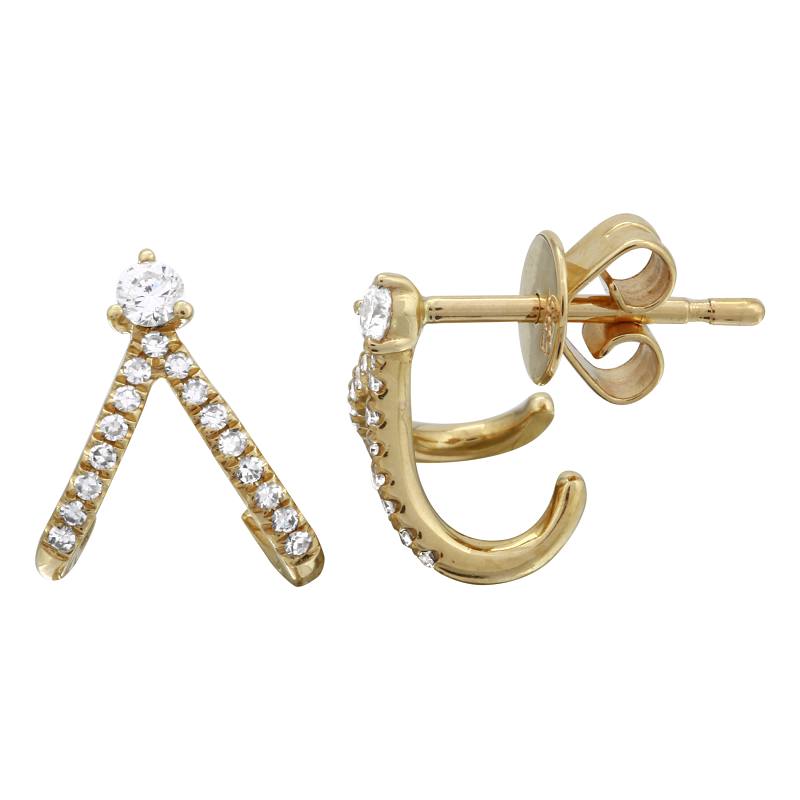 14K Yellow Gold Diamond Lobe Studs