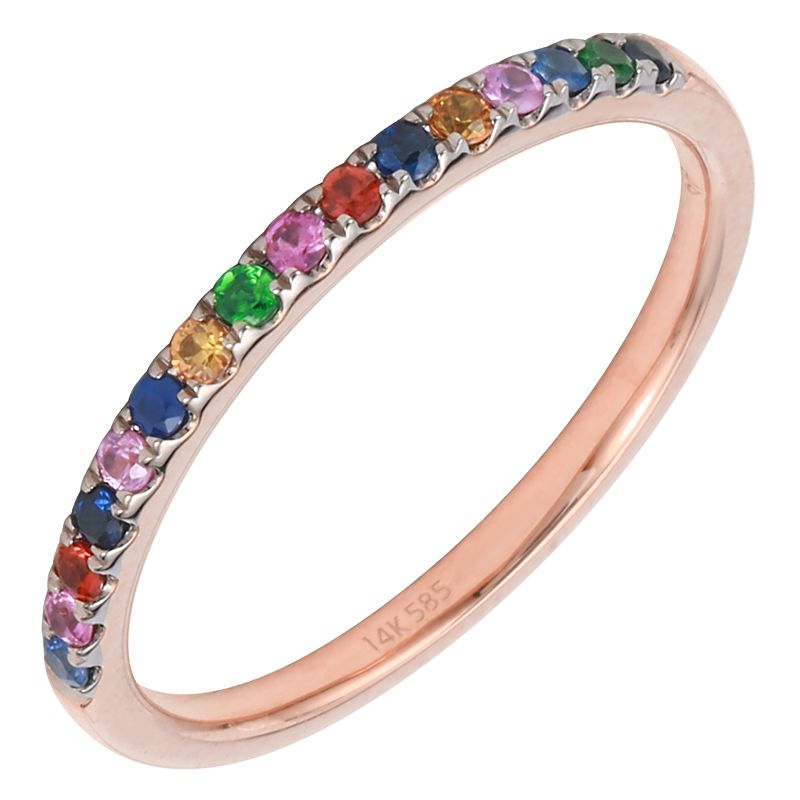 14K Rose Gold Rainbow Gemstone Ring