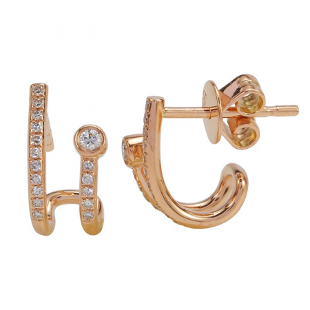14K Gold Diamond Lobe Stud Earrings