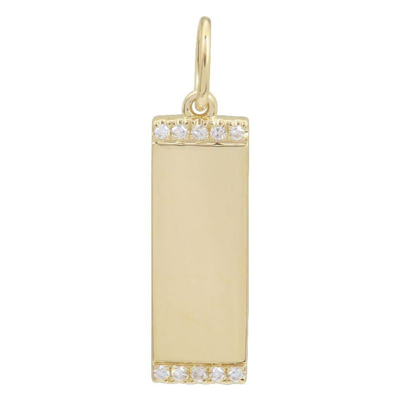 14K Yellow Gold Diamond Bar Necklace Charm