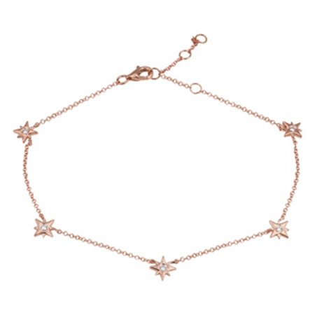 14K Gold Diamond Starburst Anklet