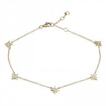 Load image into Gallery viewer, 14K Gold Diamond Starburst Anklet
