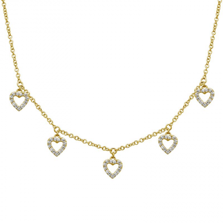 14K Gold Diamond Open Heart Necklace
