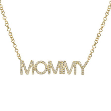 14K Gold Mommy Diamond Necklace