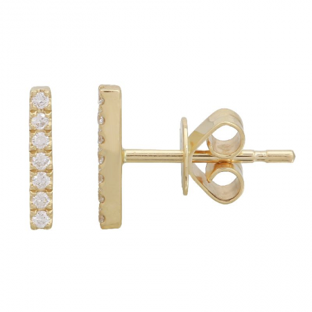 14K Gold Bar Diamond Earrings