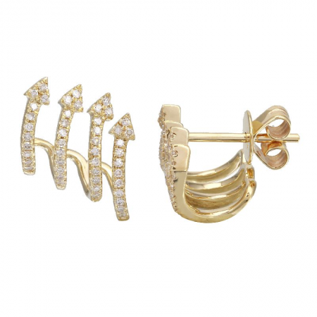 14K Yellow Gold Diamond Caged Stud Earrings