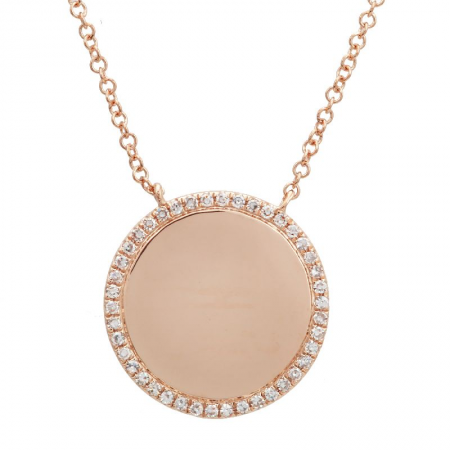 14K Rose Gold Diamond Circle Necklace