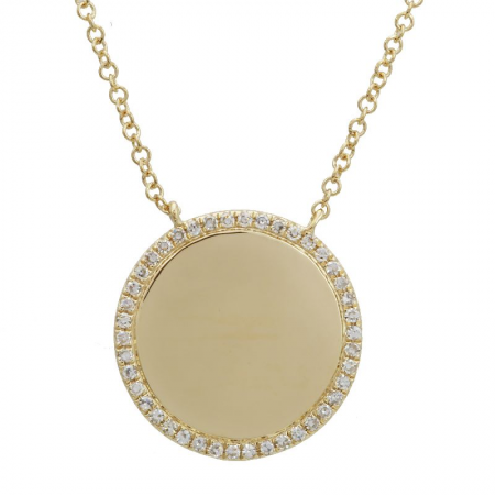 14K Gold Diamond Medium Circle Necklace