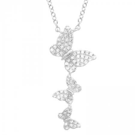 14K Gold Diamond Butterfly Necklace