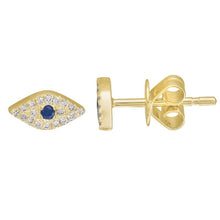 Load image into Gallery viewer, 14K Yellow Gold Diamond Evil Eye Studs
