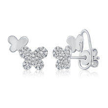 Load image into Gallery viewer, 14K Gold Diamond Double Rounded Butterfly Studs
