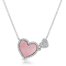 Load image into Gallery viewer, 14K Gold Pink Opal Double Heart Necklace
