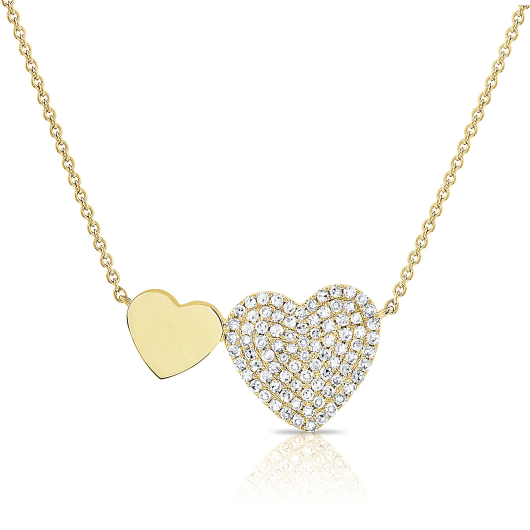 14K Gold Diamond Double Heart Necklace