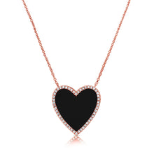 Load image into Gallery viewer, 14K Gold Extra Large Onyx and Diamond Heart Necklace
